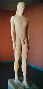 Kykladský Kouros, z Milosu, cca 550 př. n. l. (mramor)